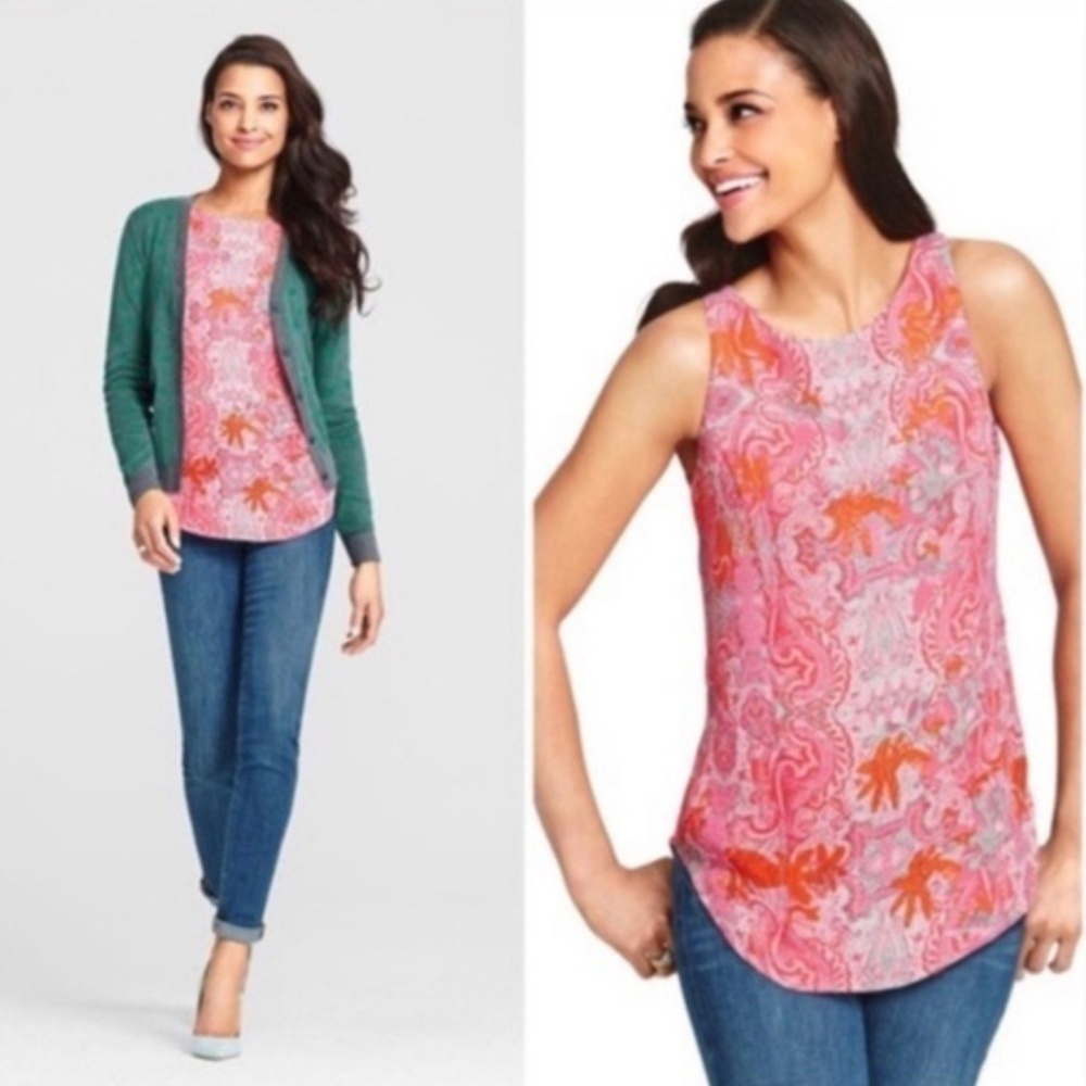 CAbi‎ Jubilee Pink Printed Tank Top #127 XS